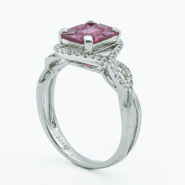 Modern Illusion Cut Ruby in 18 Karat White Gold Ring