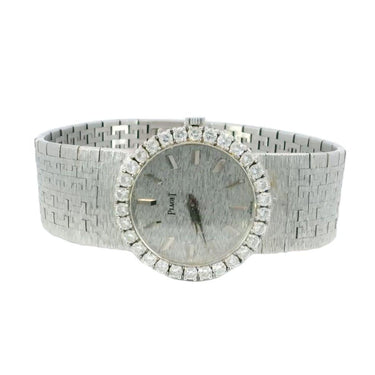 Vintage Ladies Piaget Watch in 18K White Gold Watch with Diamond Bezel