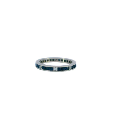 Vintage Platinum Eternity Band with Sapphire and Diamonds