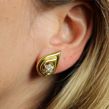 Tiffany & Co. Diamond Teardrop Vintage Earrings 18K Yellow Gold Cluster Earrings