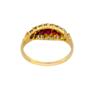 Victorian Ruby and Diamond Jacket Ring in 18 Karat Yellow Gold