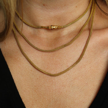 Victorian Snake Long Necklace 21K Yellow Gold 51" Length