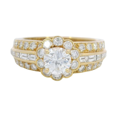 Van Cleef & Arpels Diamond Flower Motif Ring 18K Yellow Gold ~2.13ctw