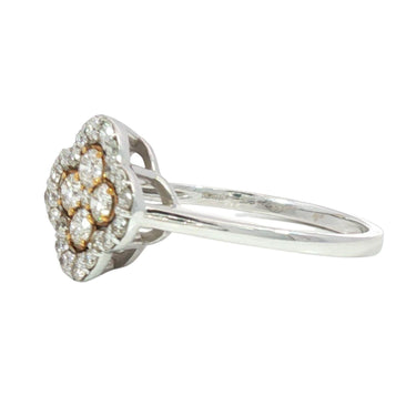 18K Diamond Clover Ring White Gold Size 7 ~0.5ctw Diamonds