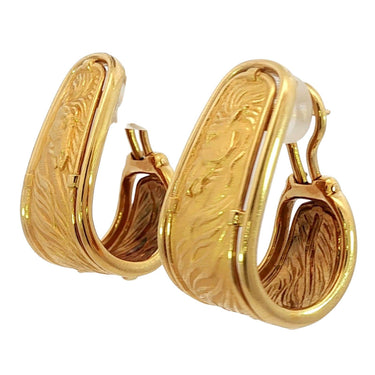 Carrera y Carrera Horse Motif Hoop Earrings 18K Yellow Gold With Box