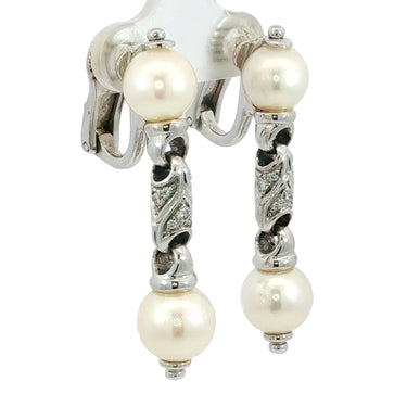 Bulgari Pearl Diamond Earrings Passo Doppio Drop Earrings 18K White Gold