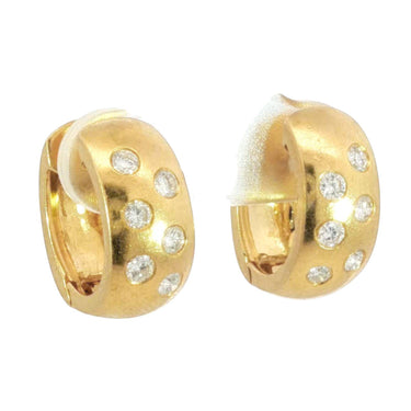 Vintage 18K Diamond Huggie Hoop Earrings Yellow Gold ~.54ctw Diamonds