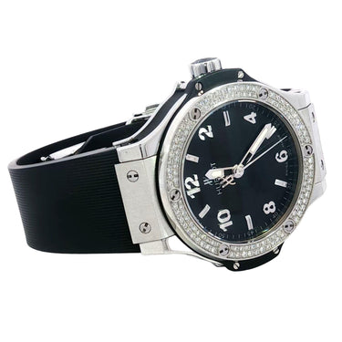 Hublot Big Bang 38mm Steel Diamond Bezel Quartz Rubber Strap