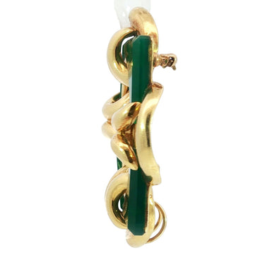 Tiffany & Co. 18K Pendant Geometric Green Stone Pendant brooch Yellow Gold