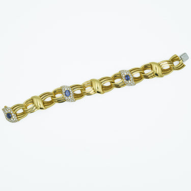 18 Karat Yellow Gold Bracelet with Blue Sapphires and Diamonds