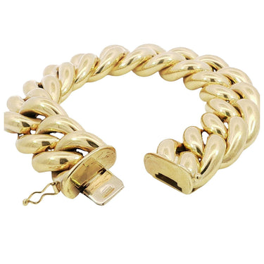 Vintage 18K Curb Link Chunky Bracelet Yellow Gold 61 Grams
