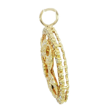 Estate 18K Starburst Button Pendant 18K Yellow Gold ~1.75ctw