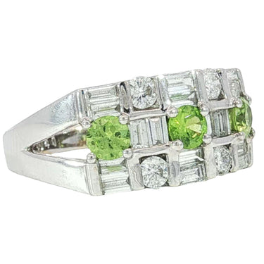 18K Diamond Demantoid Garnet Ring Estate White Gold ~1.1ctw