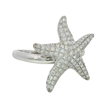 Modern Starfish Diamond Ring 14K White Gold Size 7 ~0.73ctw Diamonds
