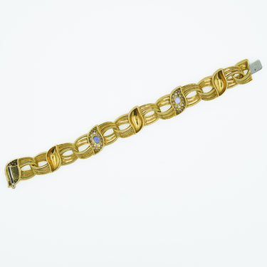 18 Karat Yellow Gold Bracelet with Blue Sapphires and Diamonds