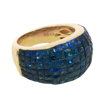Estate 18K Invisible-Set Sapphire Ring Yellow Gold ~5.11ctw