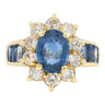 Estate Sapphire Diamond Cluster Ring 18K Yellow Gold ~3.77ctw