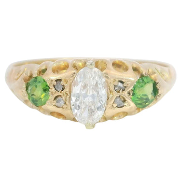 Victorian Demantoid Diamond Ring 18K Yellow Gold English ~0.7ctw