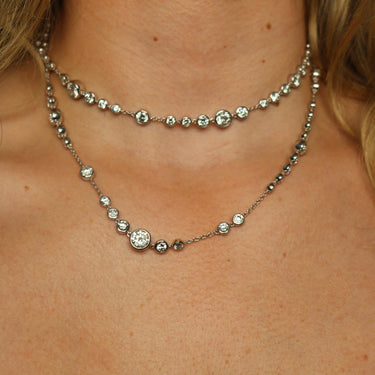 Diamond by the Yard Necklace Modern 18K White Gold ~27.69ctw Diamonds 32" Length