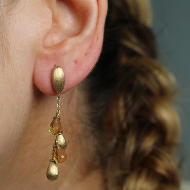 Marco Bicego Citrine Siviglia Single Strand Dangle Earrings 14k Yellow Gold