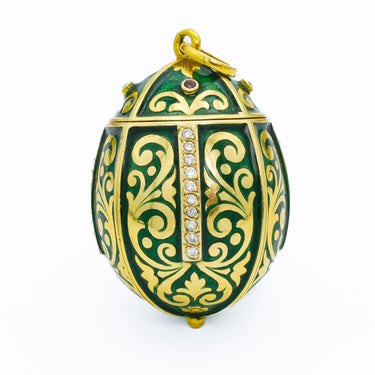 Art Nouveau Style 18k Yellow Gold, Enamel & Diamond Barrel Egg Figural Pendant
