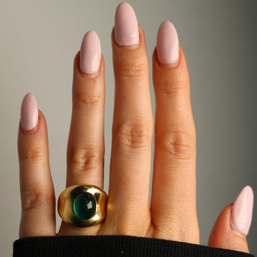 Vintage 18K Emerald Ring Yellow Gold Cabochon Cut ~5.84ct Size 7.25
