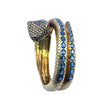 Vermeil Gold and Silver 9.6ct Natural Sapphire and Diamond Snake Bangle Bracelet