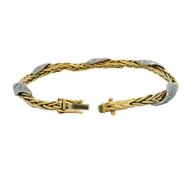 Vintage 5 Row Braided Diamond 18K Gold Bracelet German Made Size 6.75"