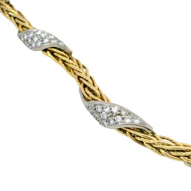 Vintage 5 Row Braided Diamond 18K Gold Bracelet German Made Size 6.75"