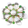 Spaulding and Co. Flower Motif Pendant Brooch Demantoid Garnets Diamond 14K Gold