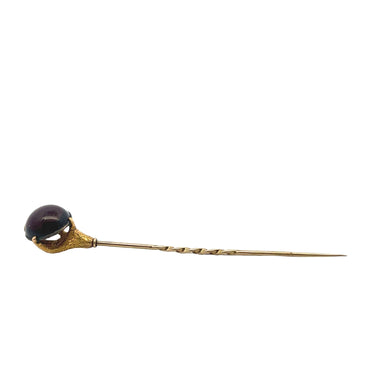 Vintage Antique Garnet Dragon Claw Stick Pin in 14K Yellow Gold