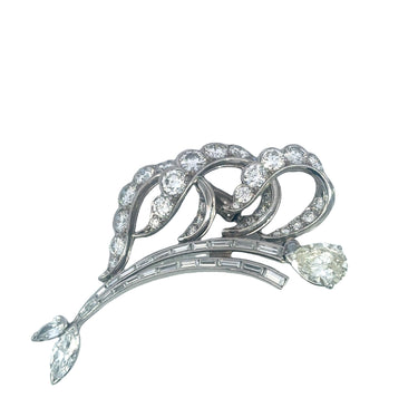 Art Deco Diamond Fish Brooch Abstract Marlin in Platinum ~8.65ctw