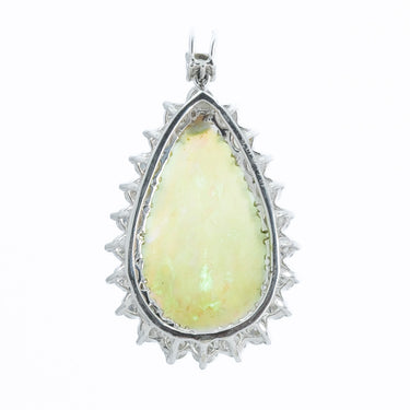 9 Carat Opal and Diamond Pendant on 12 Karat White Gold