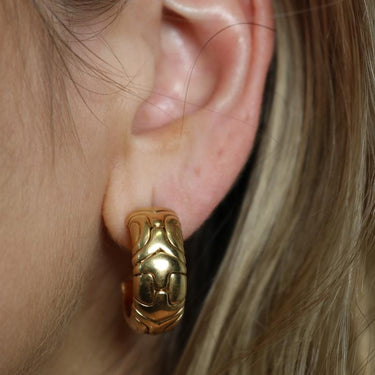 Bulgari Alveare Parentesi Hoop Earrings 18K Yellow Gold