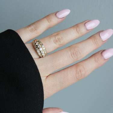 Vintage 18K Diamond Stacker Ring ~1.8ctw Yellow Gold Size 5.75