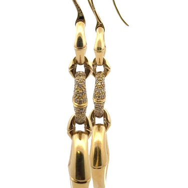 Rare Gucci Bamboo Collection Diamond Drop Earrings in 18 Karat Yellow Gold