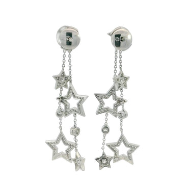 Tiffany & Co. Stars Vintage Platinum Diamond Dangle Drop Earrings ~1.33ctw