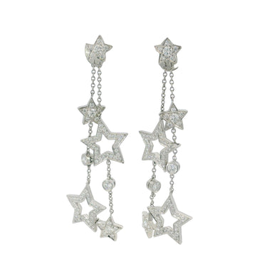 Tiffany & Co. Stars Vintage Platinum Diamond Dangle Drop Earrings ~1.33ctw