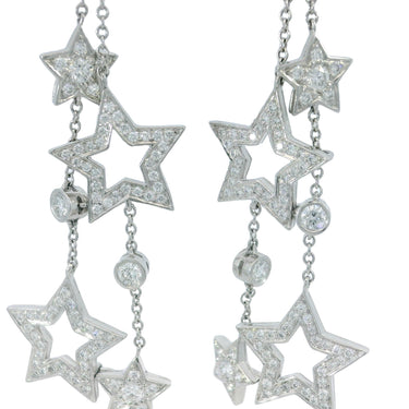 Tiffany & Co. Stars Vintage Platinum Diamond Dangle Drop Earrings ~1.33ctw