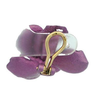 Jar Aluminum Pansy Earrings Paris 18K Yellow Gold Clip ons