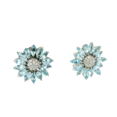 Asprey Topaz Diamond Earrings Sunflower 18K White Gold Clip Ons