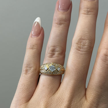 Vintage 18K Yellow Gold Diamond Ring Size 5.5 ~1.01ctw