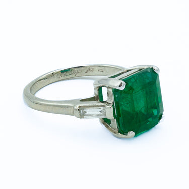 Modern Style Platinum Engagement Ring 3.17 Carat Zambian Emerald Octagonal Cut