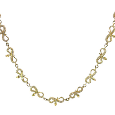 Modern Snake Bow Link Diamond Necklace in 18K Gold ~4.5ctw Diamonds