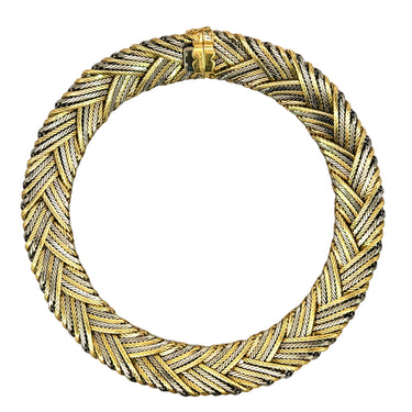 Buccellati Fiammato Herringbone Choker Necklace made in Tricolor 18K Woven Gold