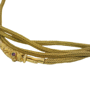 Victorian Snake Long Necklace 21K Yellow Gold 51" Length