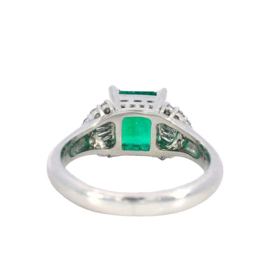 Vintage Classic Emerald and Diamond Solitaire Platinum Engagement Ring