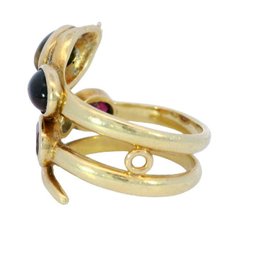 18K Vintage Snake Multi-Stone Ring made in Yellow Gold