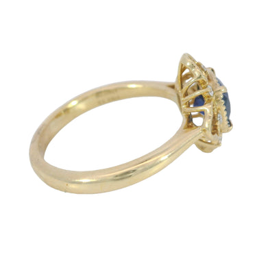 Modern Blue Sapphire Square Cushion Cut Ring with Diamonds in 18K