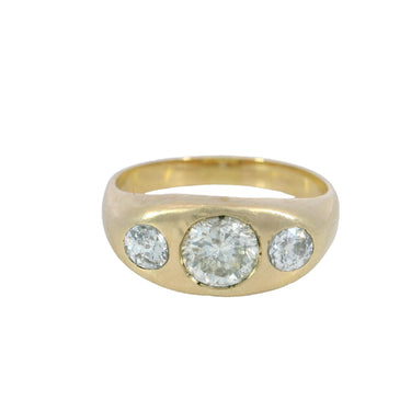 Vintage Three Stone Diamond Gypsy Ring 14K Yellow Gold ~1.15 Carats Total Sz 8.5